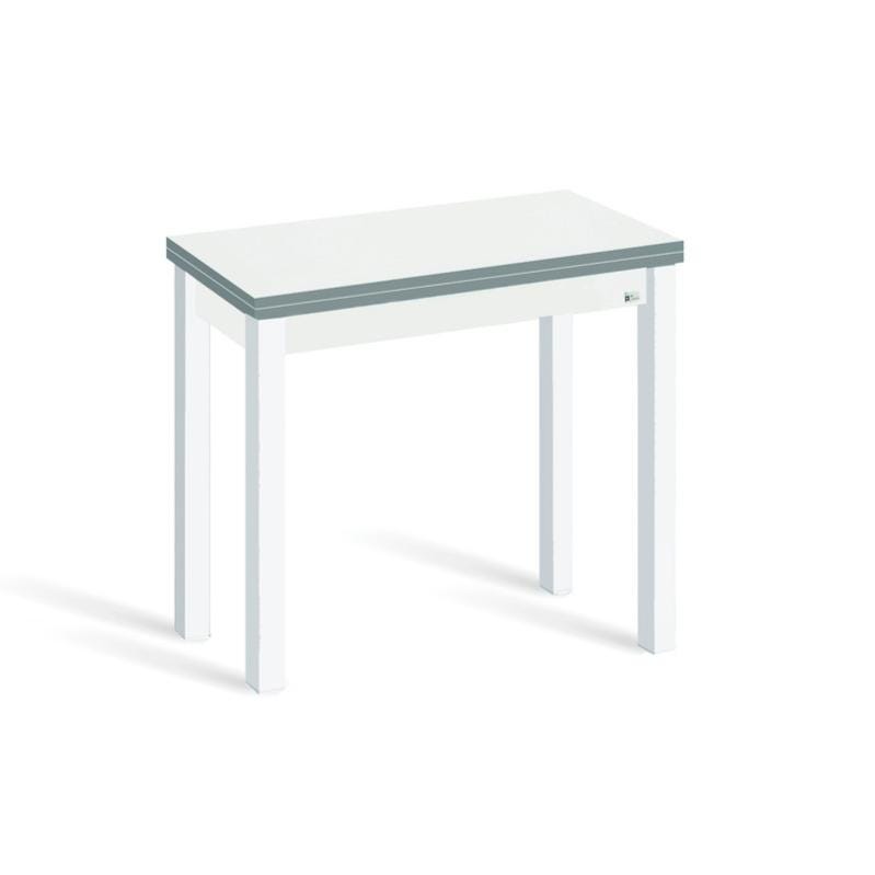 Mesa de cocina tipo libro aluminio blanca con cristal 80x40 cm