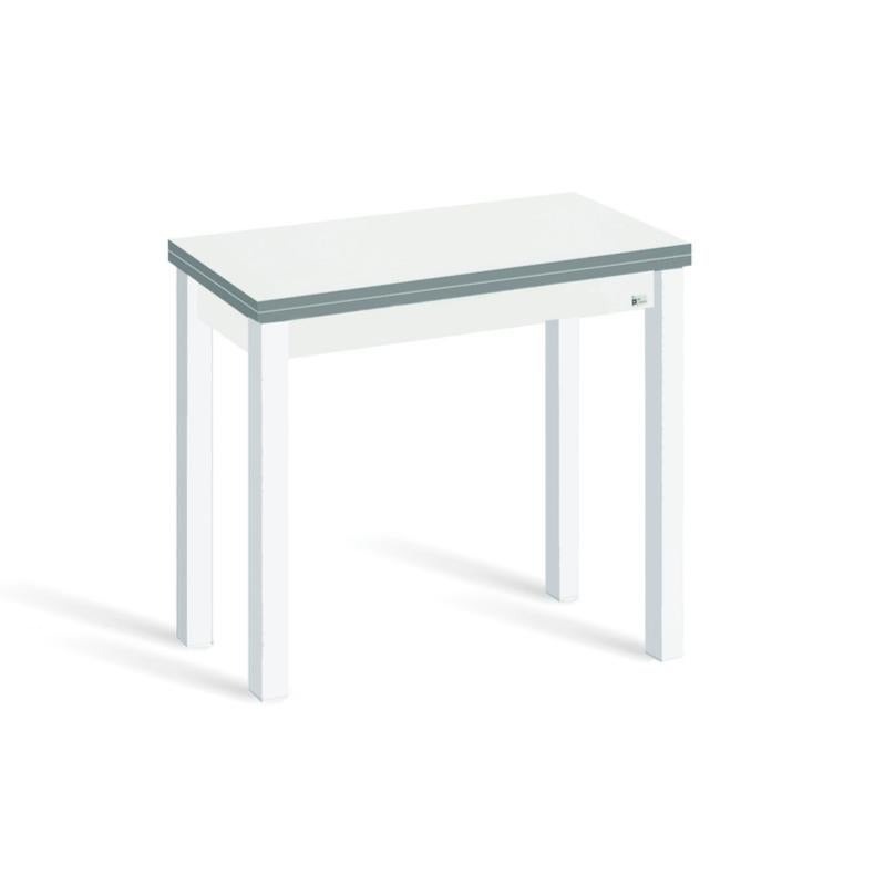 Tavolo A Libro Astimesa Con Cassetto E Piano In Vetro Beige - 80x40cm (Aperto 80x80cm) Per Cucine Piccole