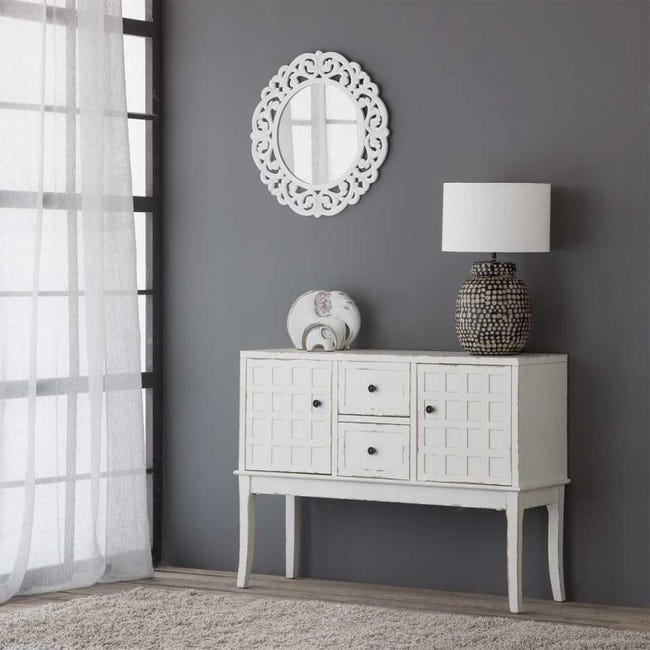 Recibidor Dahila con cajón y espejo color blanco de 116x81x29 cm