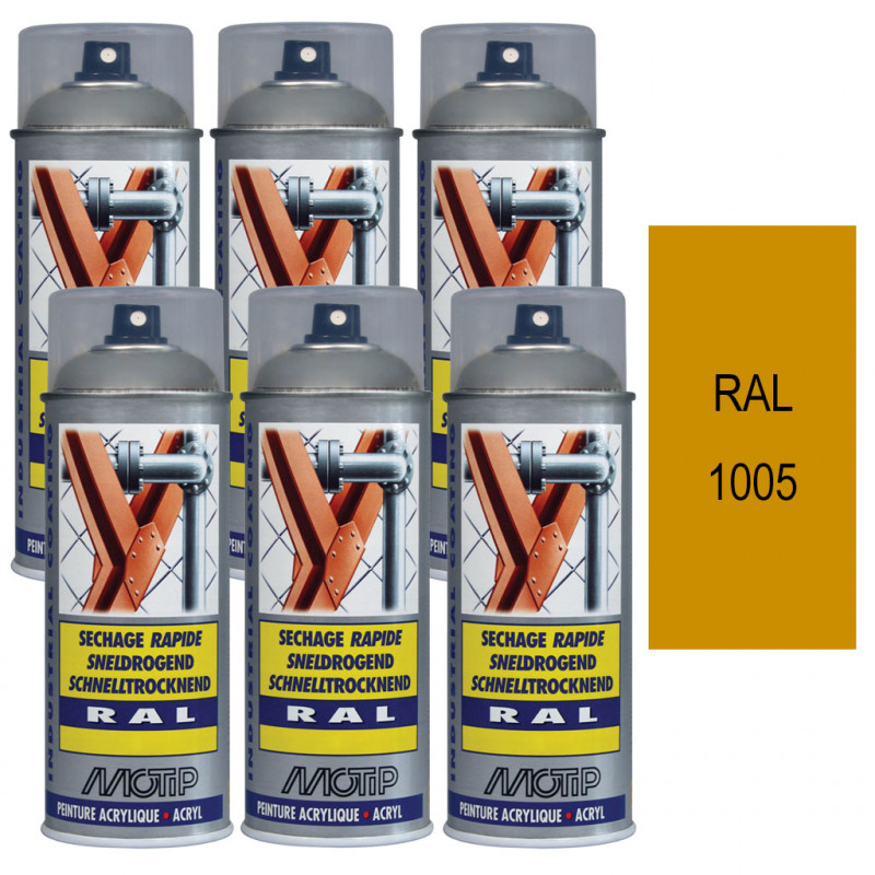 Lot de 6 Peintures aérosol RAL 1015 Ivoire clair brillant 400ml MOTIP - 5