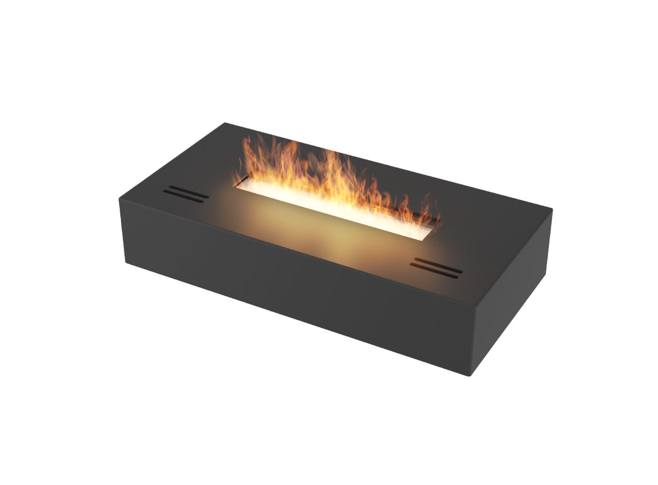 Brûleur bio éthanol tapis insert inox noir 40cm Simplebox 40cm