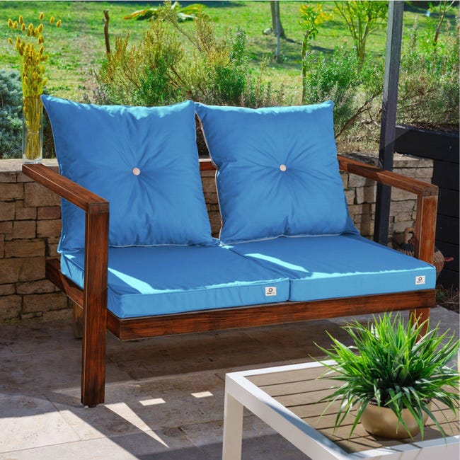 4 x Coussin pour chaise fauteuil de jardin 50x50x55cm - coussin de chaise  extérieur/intérieur Bleu