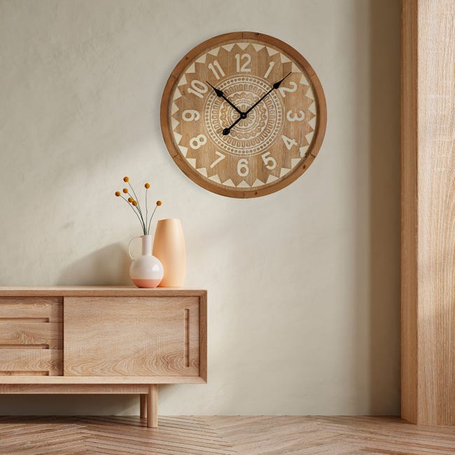 Orologio da parete Menton - Orologio da parete con struttura in legno  naturale 40 cm - LivingDecò