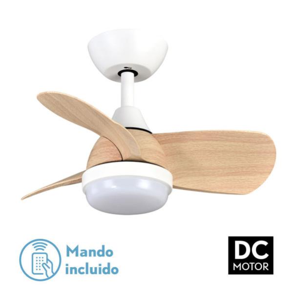 Abrila Ventilatore A Soffitto BEMBEZAR Con Luce LED - 3 Pale Legno Faggio, 6 Velocit&agrave;, Telecomando, Motore DC Silenzioso