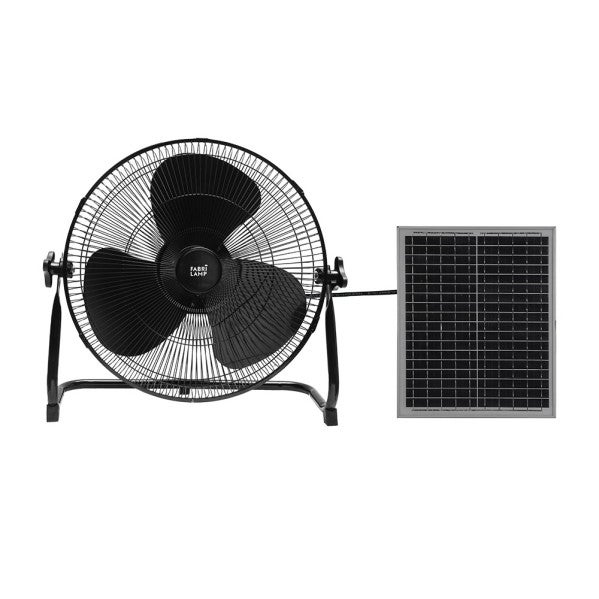 Ventilador dc indistrial solar ciclon 25w negro 3velocidades 3asp.negras c puerto usb orientable 43x46x40cm