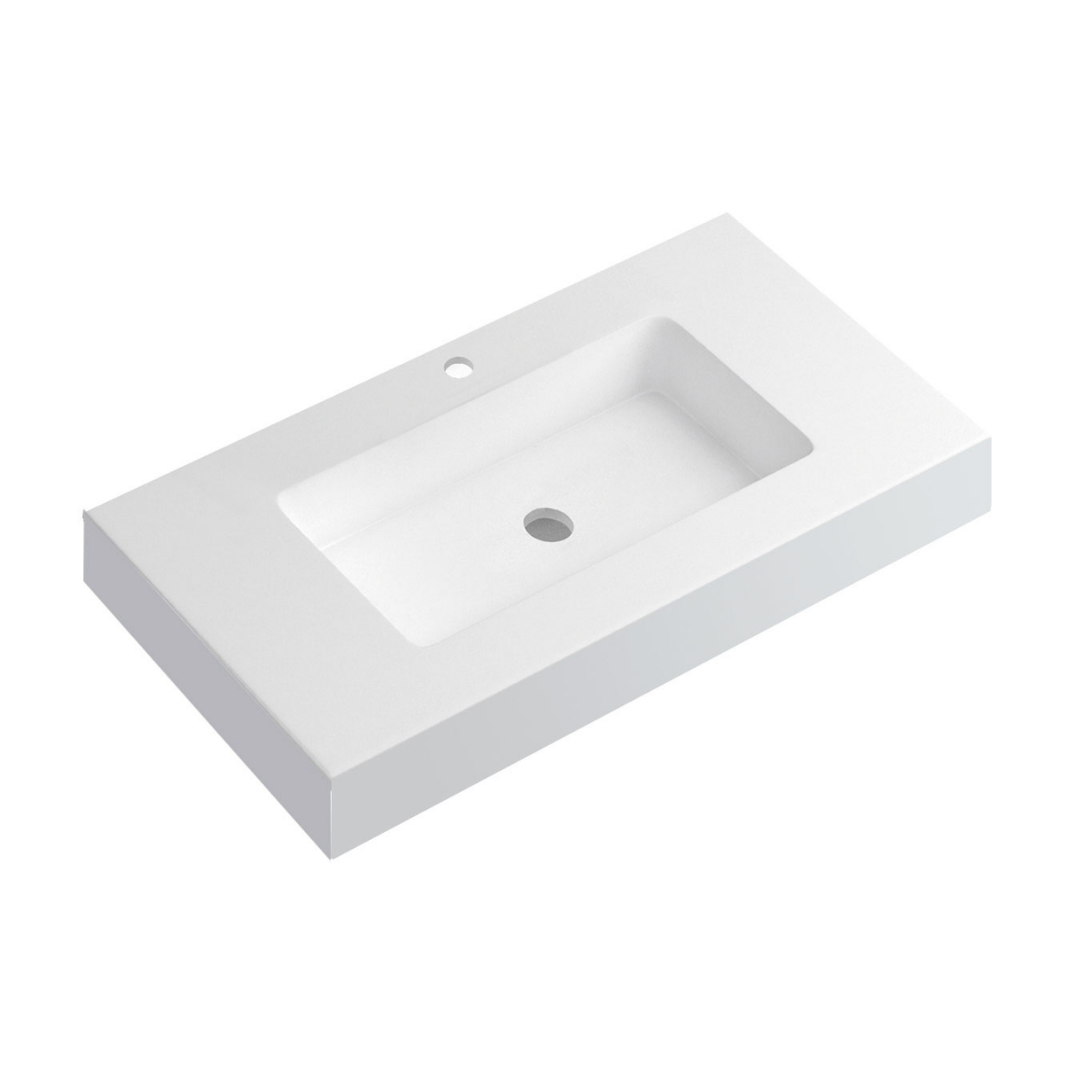 Lavabo Con Fald N Para Ba O Solid Surface Suspendida Blanco Mate Cm