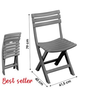 Relaxdays Chaise de jardin lot de 2 pliable plastique et métal chaise balcon  pliante camping terrasse wave HxlxP: 87 x 55 x 48,5 cm, anthracite gris