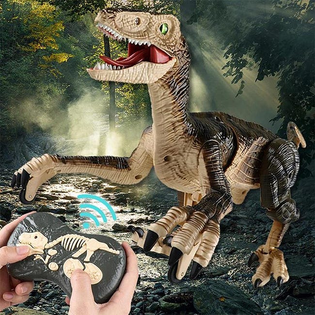 SHOP-STORY - VELOCIRAPTOR BROWN : Dinosaure Télécommandé avec