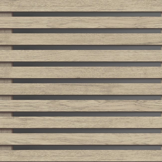 Papel pintado listones de madera natural en paneles fondo oscuro - Thabo  681958 de GAULAN - Rollo de 10 m x 0,52 m