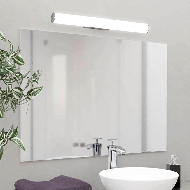 Applique murale ou plafond salle de bain IP44 2 spots lumières diffeurs  verre blanc socle miroir