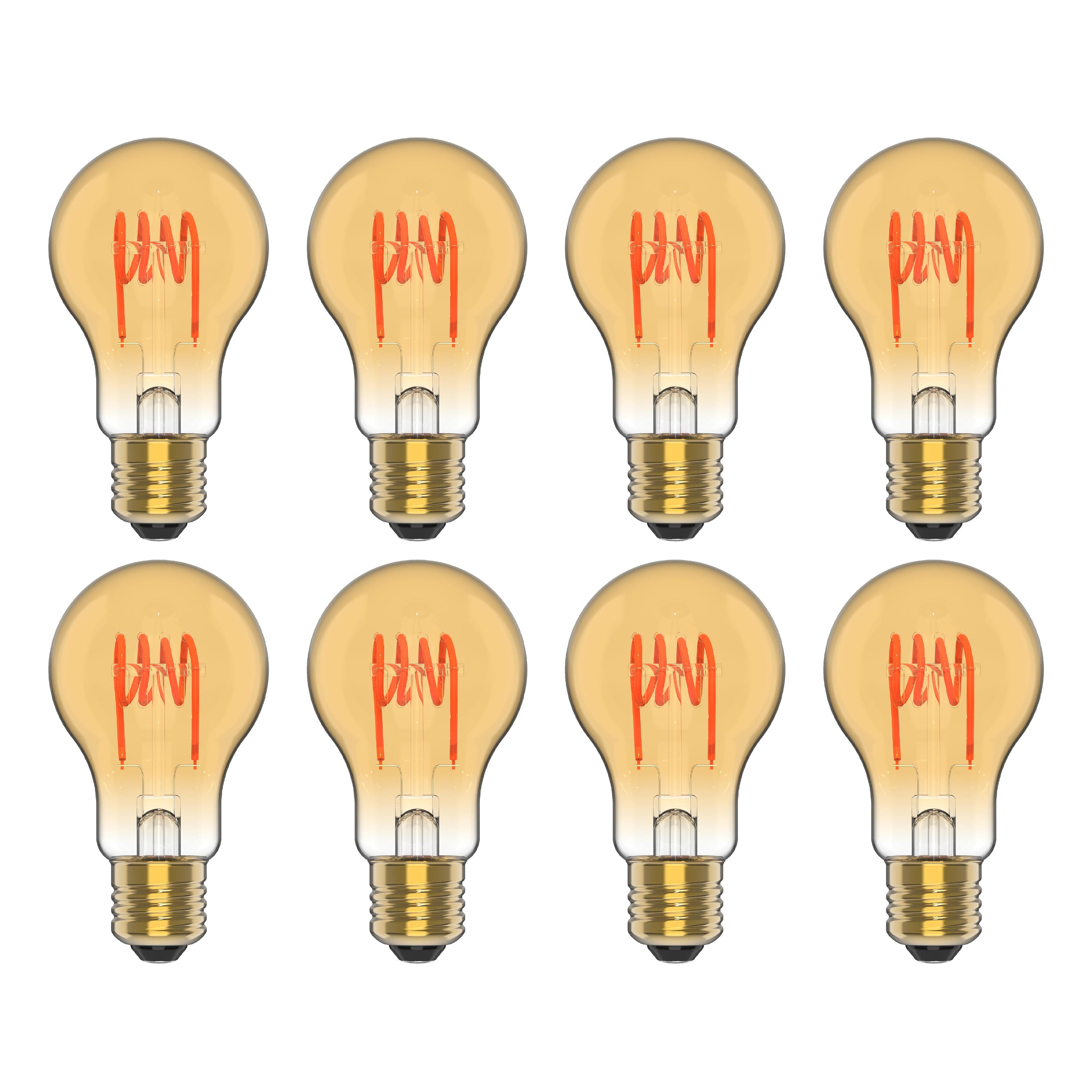 LEXMAN - Set di 8 lampadine LED decorative a filamento - Globo ambrato -  E27 - 400LM - 4,5W equivalenti 35W - Ø 60 mm - 2200K - Bianco caldo