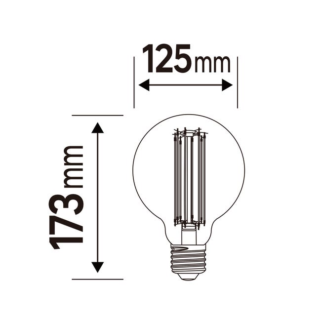 LEXMAN - Set di 6 lampadine LED decorative a filamento - Globo ambrato -  E27 - 500LM - 5,8W equivalenti 42W - Ø 124 mm - 2200K - Bianco caldo