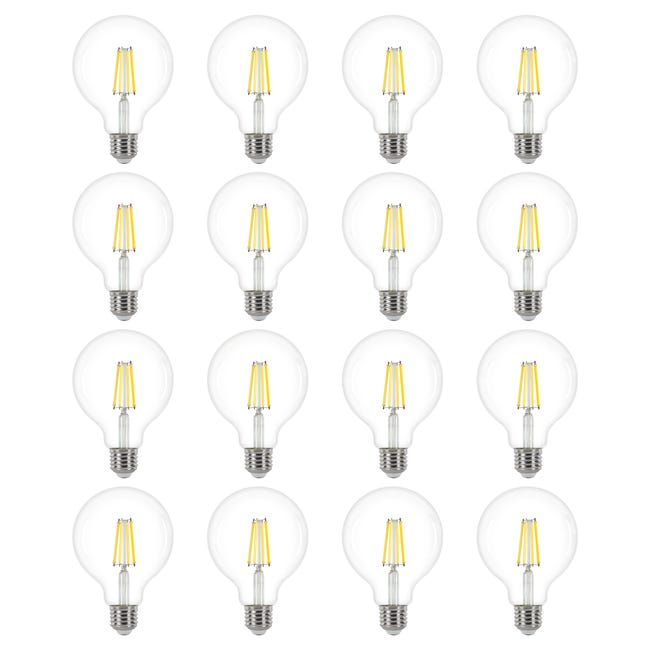 LEXMAN - Set di 16 lampadine LED opache - E27 - 1055LM - 4,9W equivalenti  75W - Ø 95 mm - 4000K - Bianco naturale