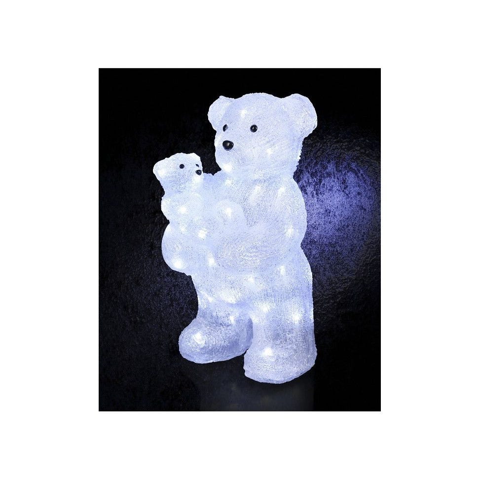Ours lumineux et son bébé Blanc froid 56 LED - Décoration