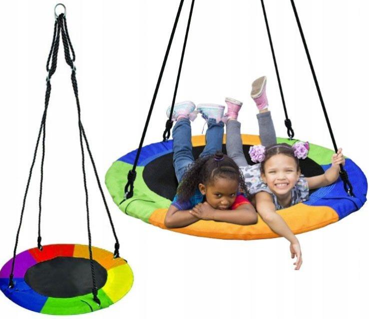 Sedia Amaca A Dondolo GOCAN, 150x110 Cm, Supporta 150 Kg, In Cotone E Poliestere, Con Barra In Legno E Corda Da 3 M