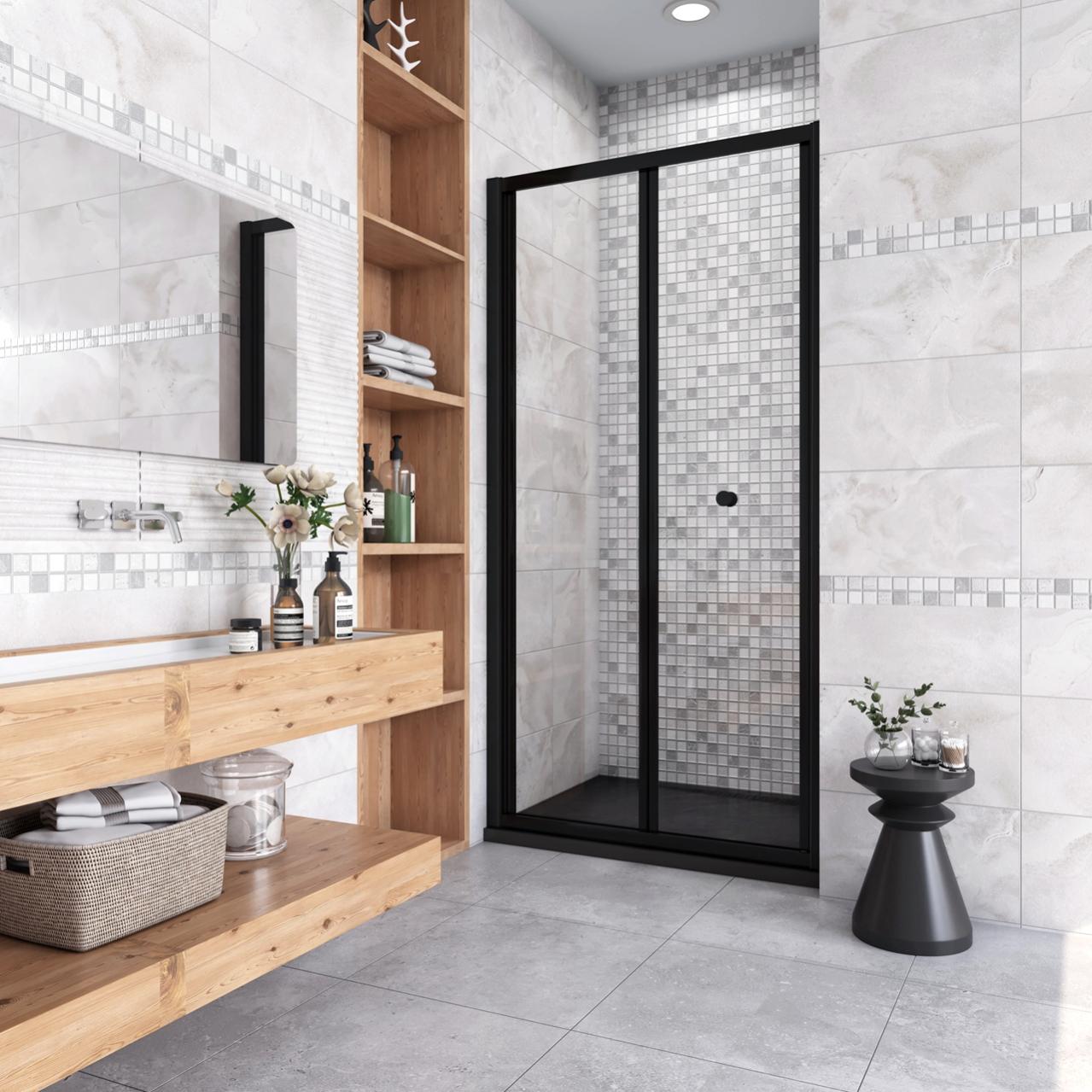 Box Doccia Scorrevole Per Nicchia 120x200 Cm - Vetro Temperato 8mm, Profilo Nero Opaco, Anticalcare - Foto 11