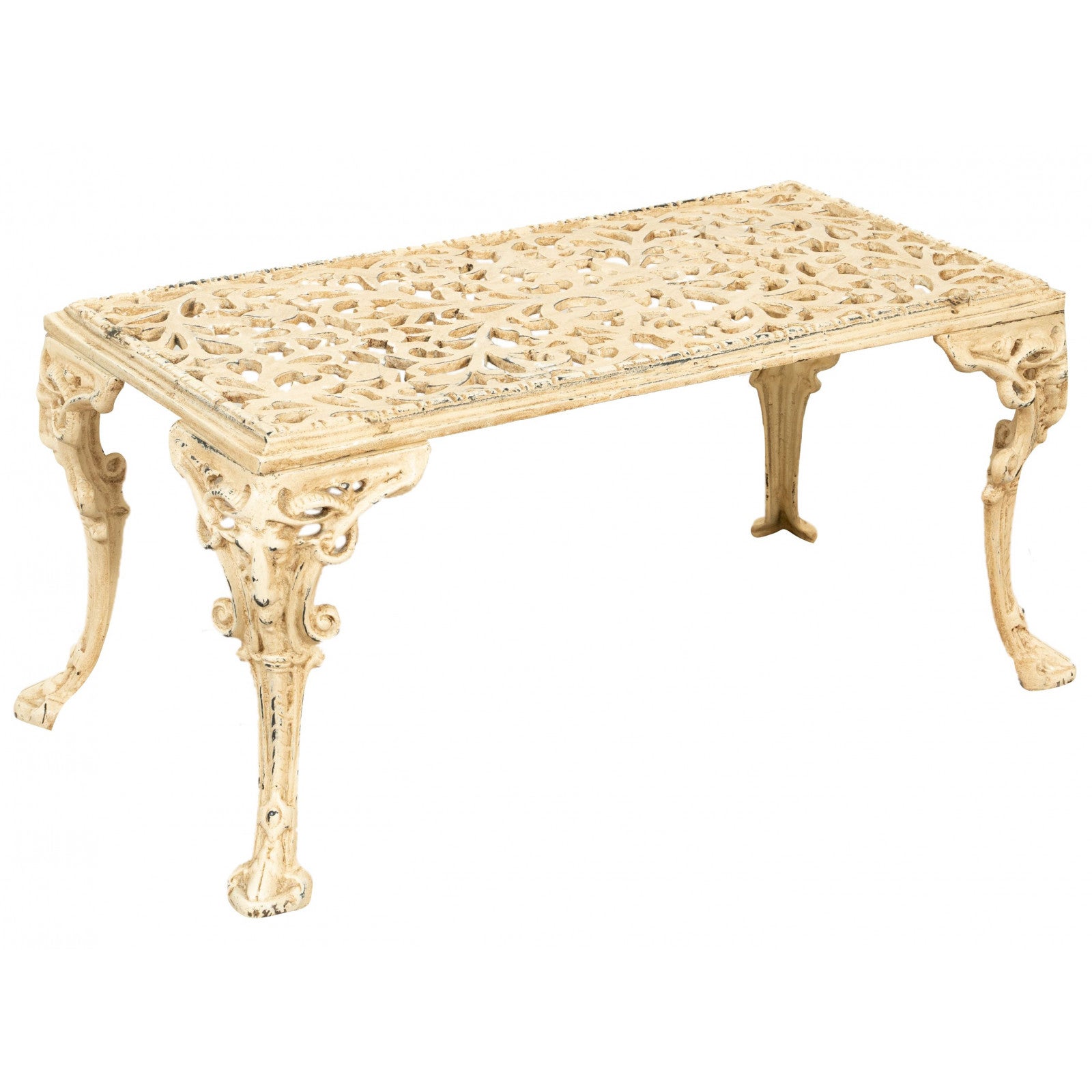 Mesa de centro baja biscottini made in italy | mesas de centro de hierro fundido 90x48x43 cm | mesa de exterior acabado envejecido