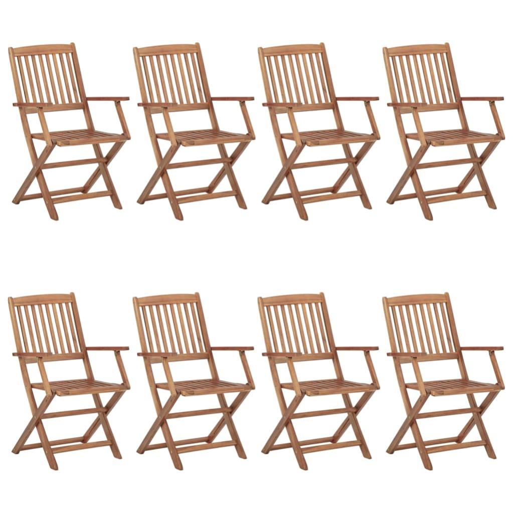 Chaises pliables de jardin 8 pcs avec coussins Bois d'acacia 3 - 2