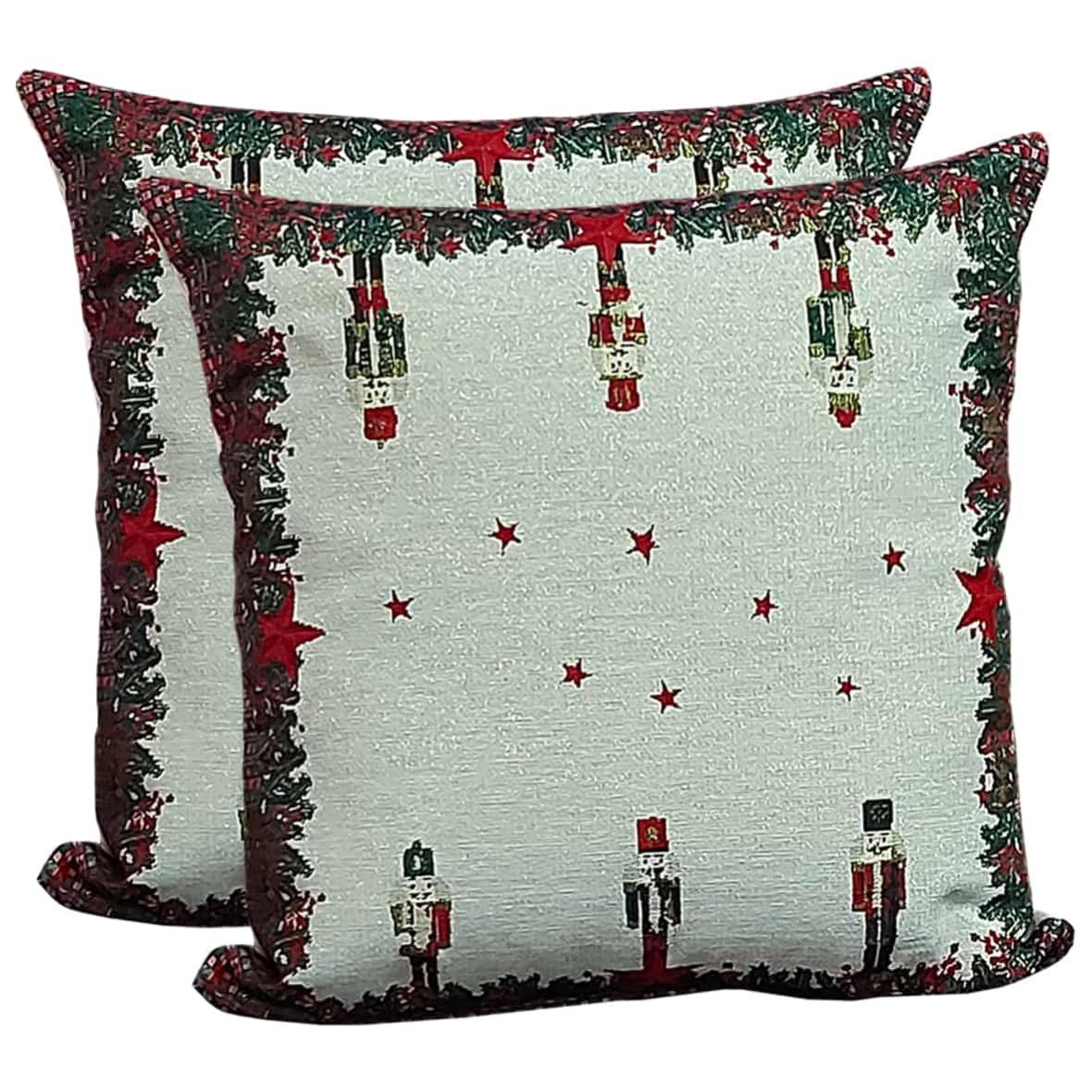 Par de fundas de navidad cojines de sofá 45x45 cm (cascanueces)