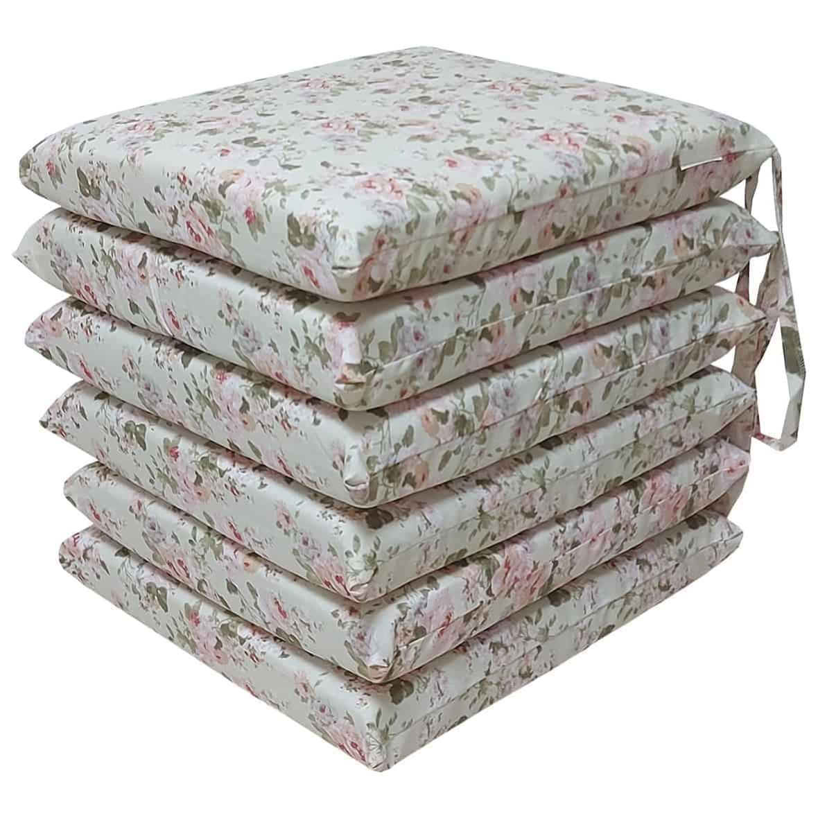 Set 4 Cuscini Sedia Cotone Con Lacci Lavabili Trapuntati Universali Coprisedie C