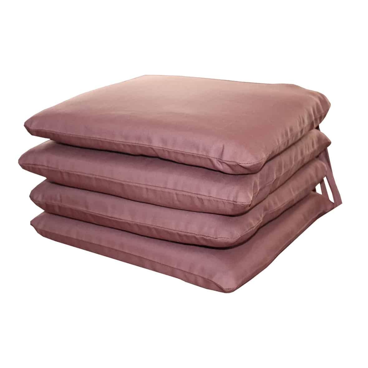 Lote de 4 cojines de silla de doble cara de algodón panamá desenfundables con lazos 40x40x5 cm (glicine)