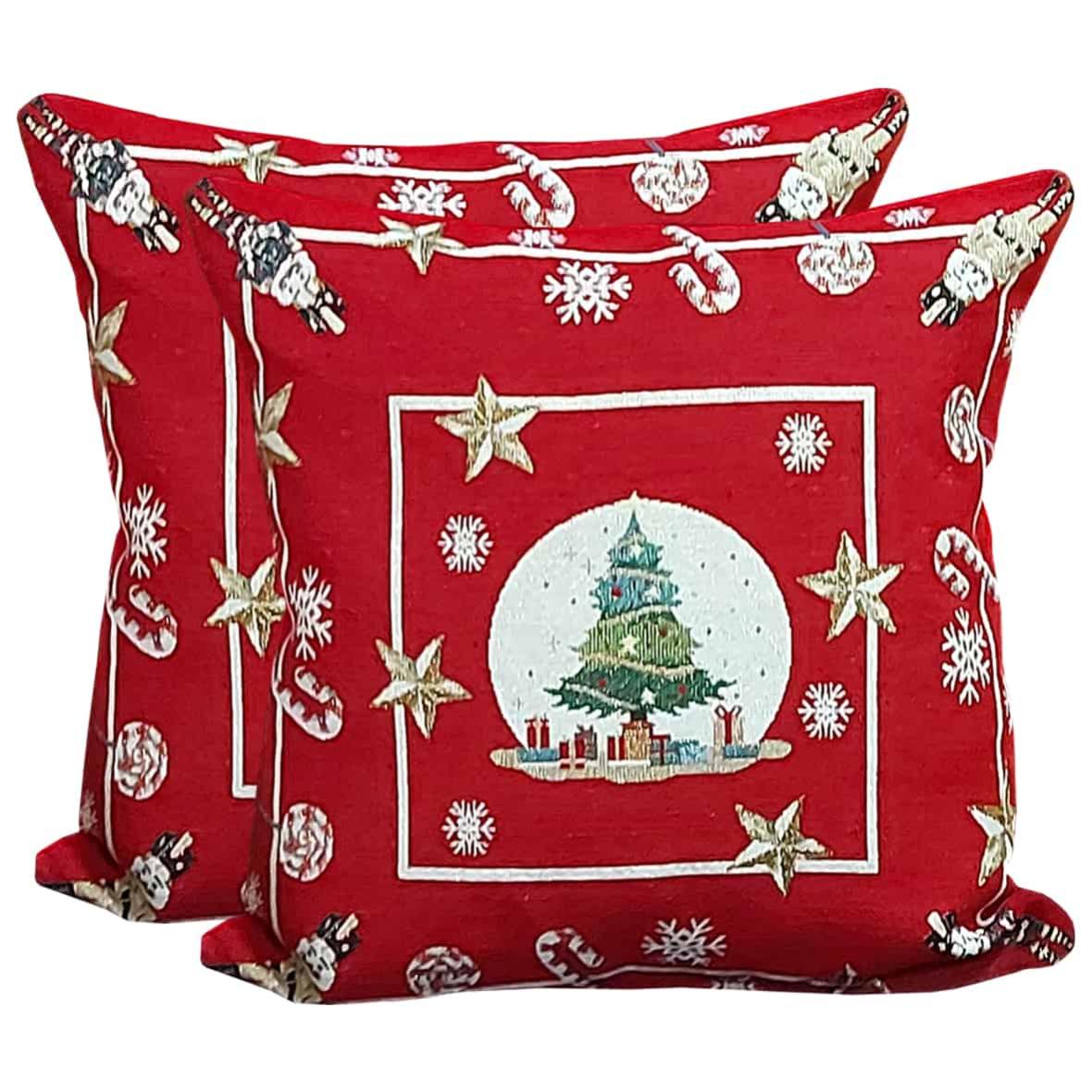 Par de fundas de almohada de navidad cojines de sofá 45x45 cm (pino)
