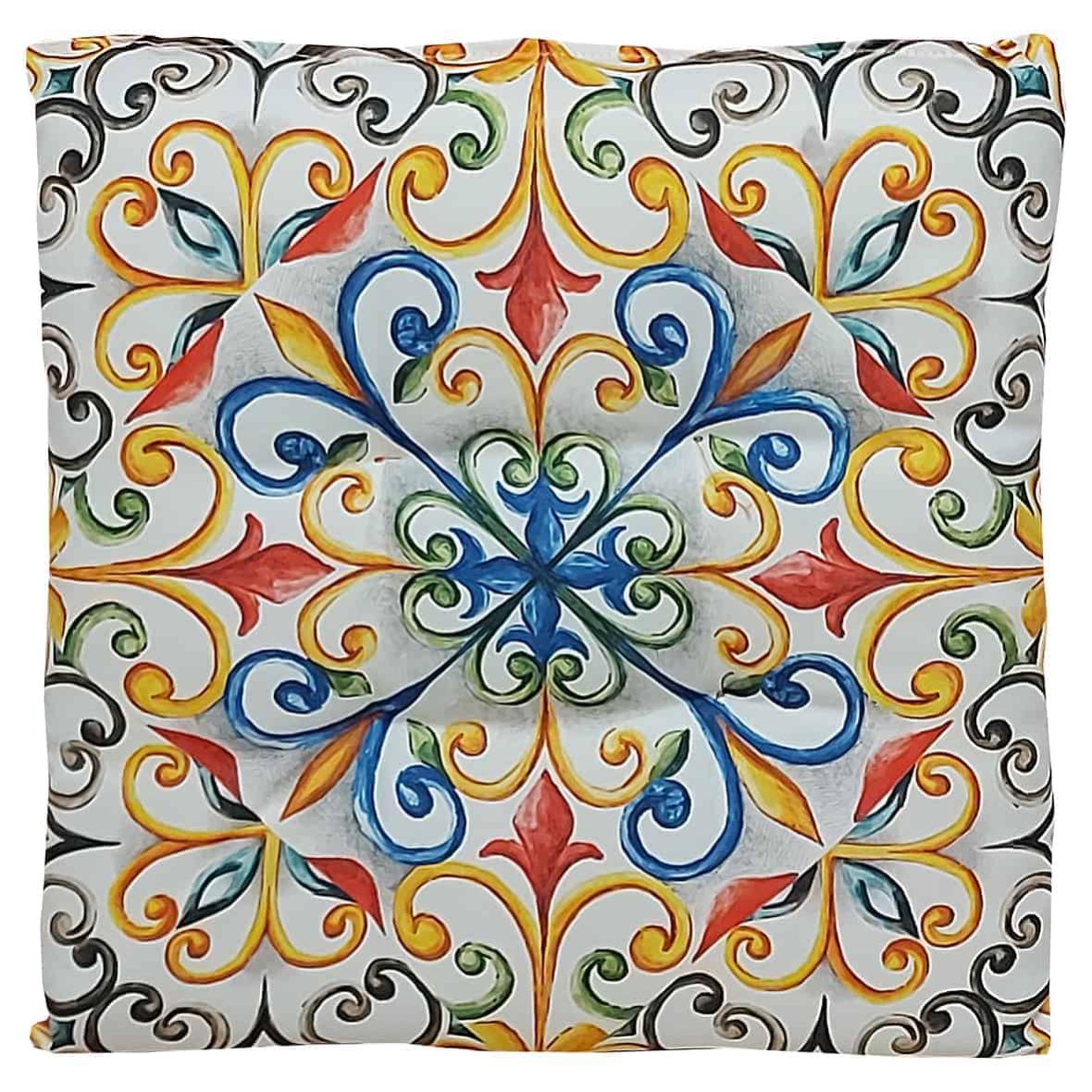 Set 6 Cuscini Coprisedia Shabby Chic 40x40 Cm – Doppio Faccia In Cotone, Colore Beige/Tortora Con Cuoricini, Spessore 5 Cm Con Lacci - 3