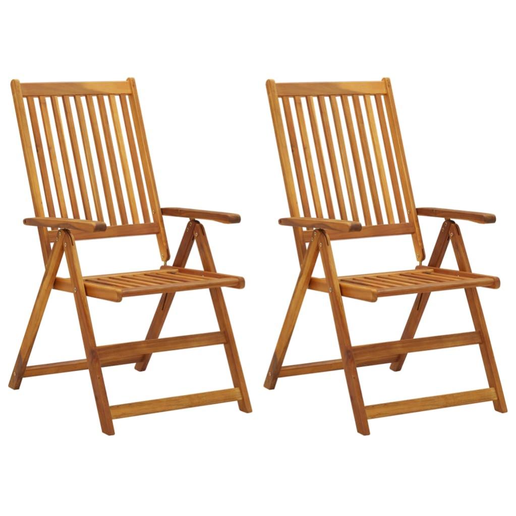 Chaises inclinables de jardin 2 pcs avec coussins Bois d'acacia 14 - 2