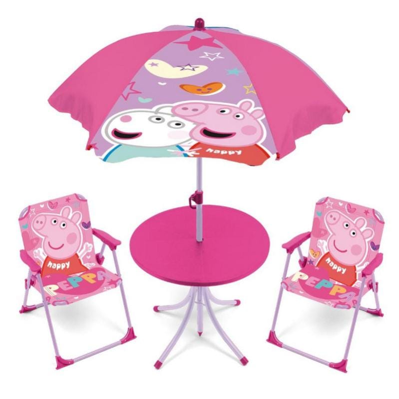 Set de jardin Peppa Pig Rose avec une table 2 chaises et un