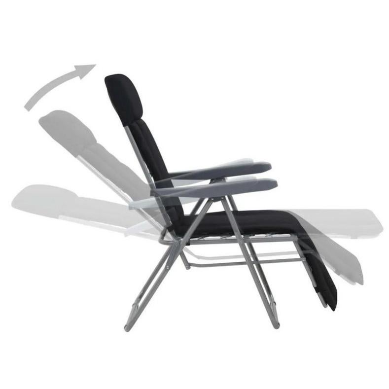 Chaise de jardin pliable tissu noir et métal Ralsa - Lot de 2 - 2