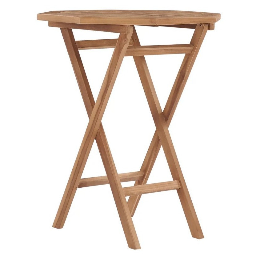 Table de jardin octogonale pliable teck massif clair Ressa Leroy Merlin