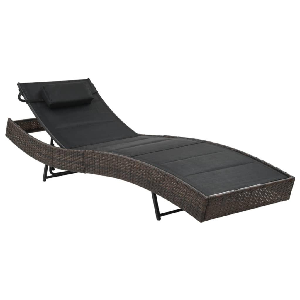 Chaise longue Résine tressée et textilène Marron Leroy Merlin