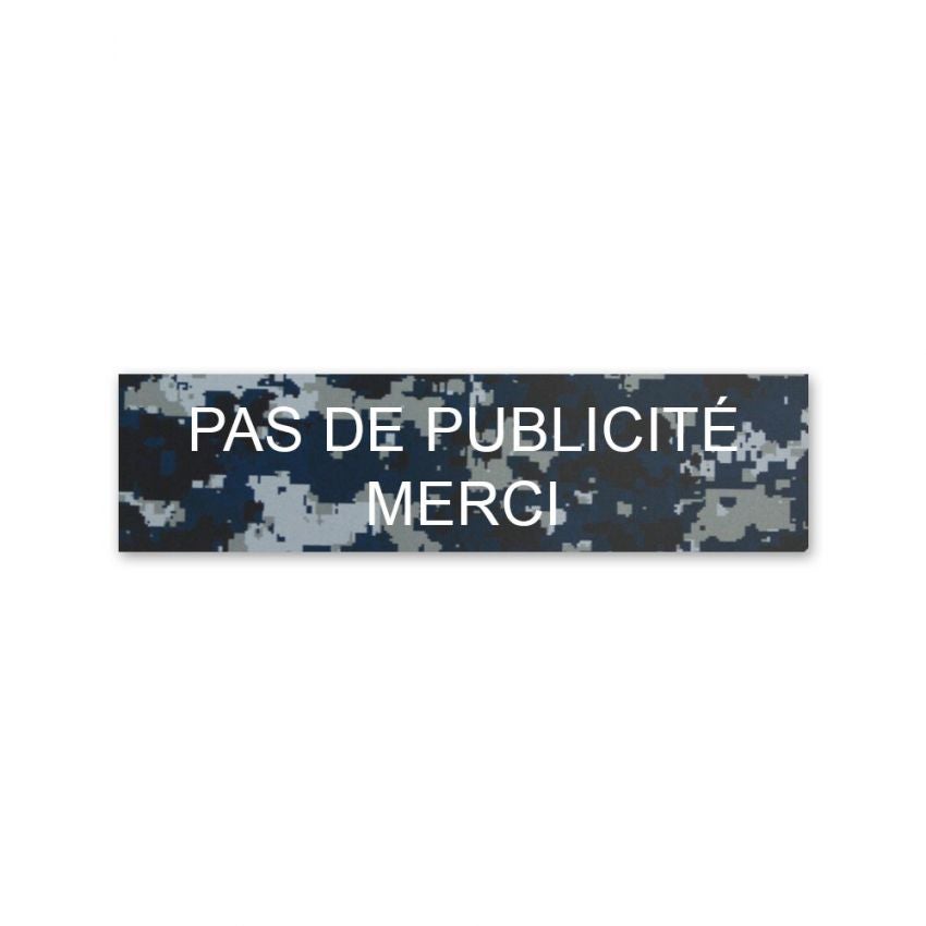 Plaque de boîte aux lettres "Pas de publicité merci" 100 mm x 25 mm 