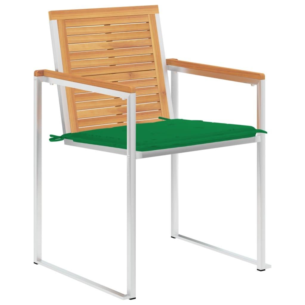 Chaises de jardin avec coussins 2 pcs Teck solide et acier 24 - 3
