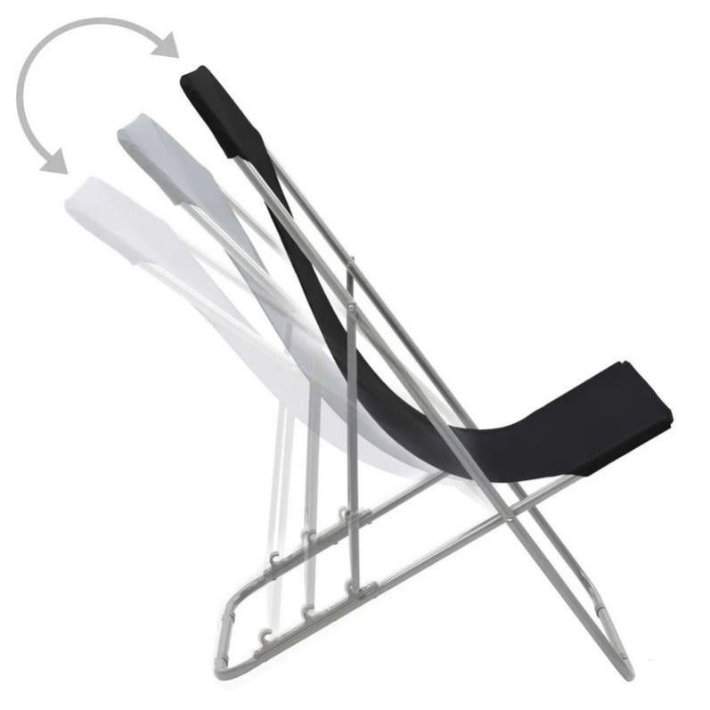 Chaise de jardin pliante tissu noir et métal Ecio - Lot de 2 - 2