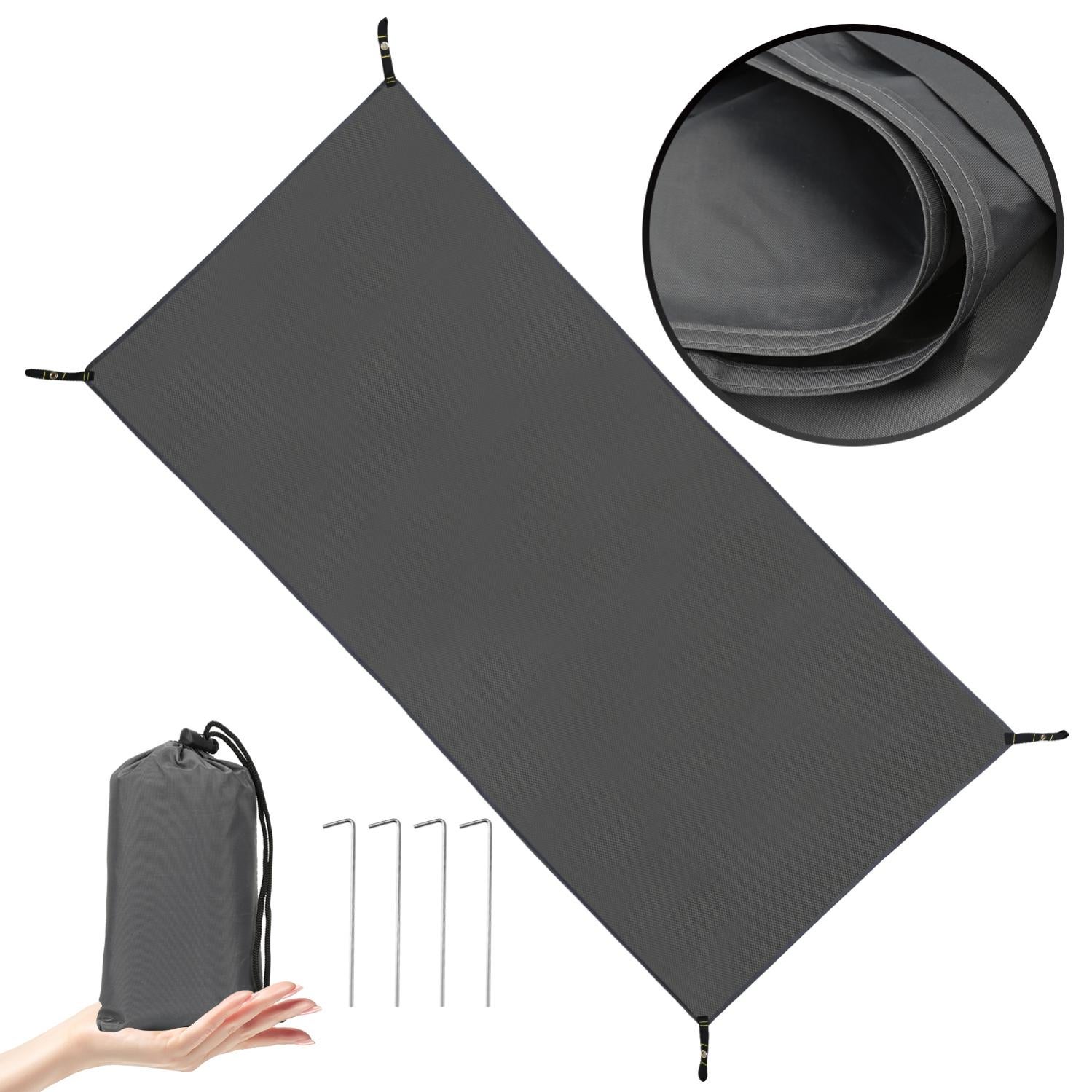Tapis D'auvent Camping HDPE - 12 Trous, Antidérapant - Avec Piquets Et Sac De Rangement