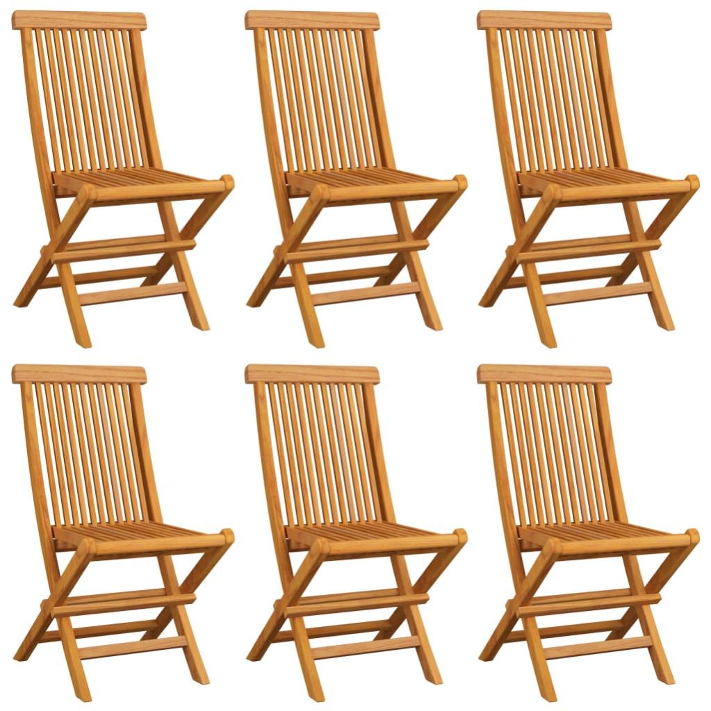 Chaises de jardin avec coussins taupe 6 pcs Bois de teck massif 3 - 3