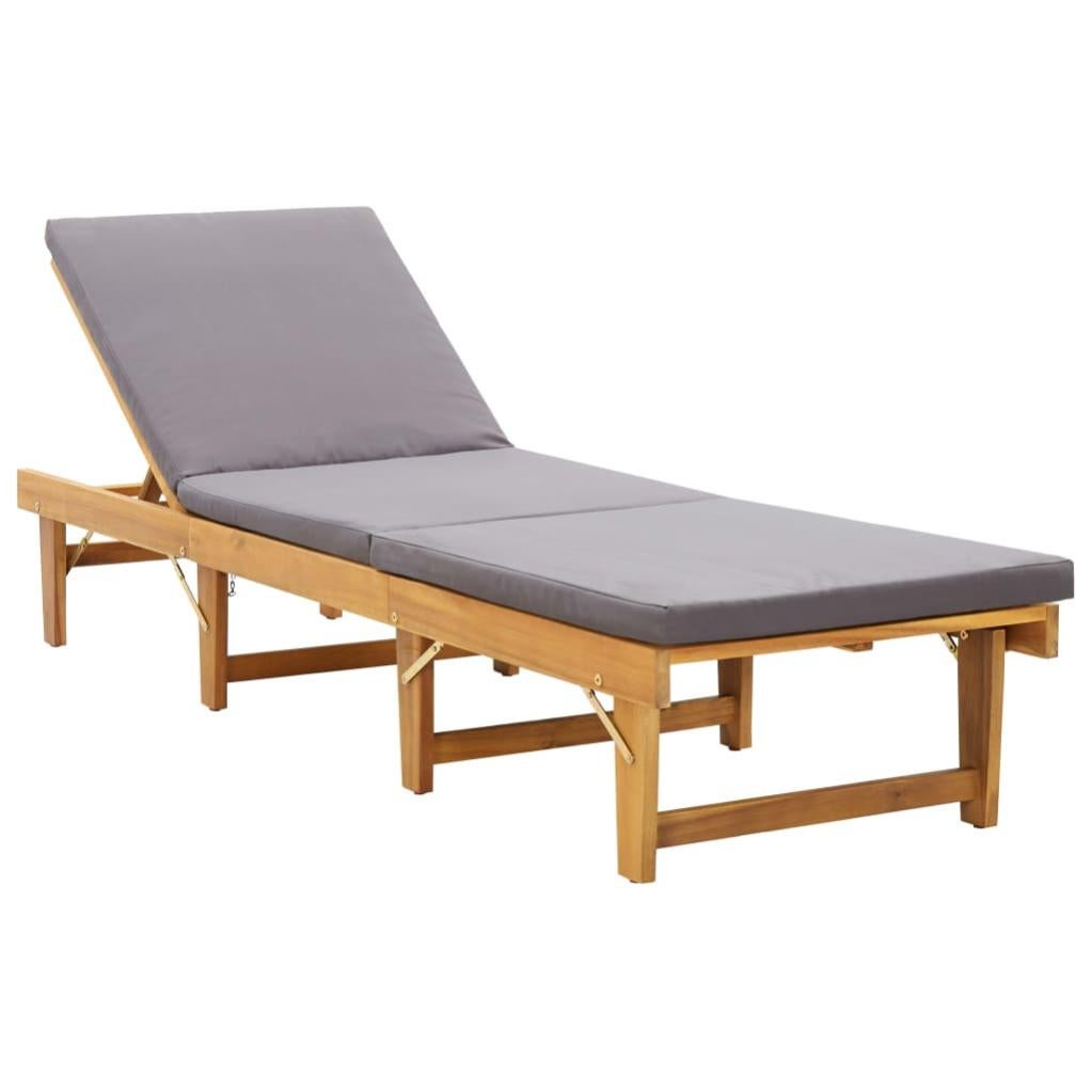 Chaise longue pliante avec coussin Bois d'acacia solide Leroy Merlin