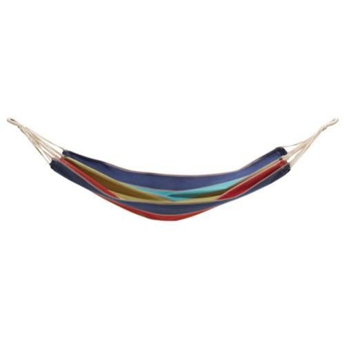 Hamac Avec Cadre Acier Coton Polyester 200x100 Cm Noir Bleu Rayé 03