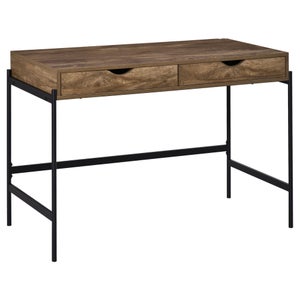 Bureau et table basse Salya style industriel Bois Chêne foncé et métal Noir
