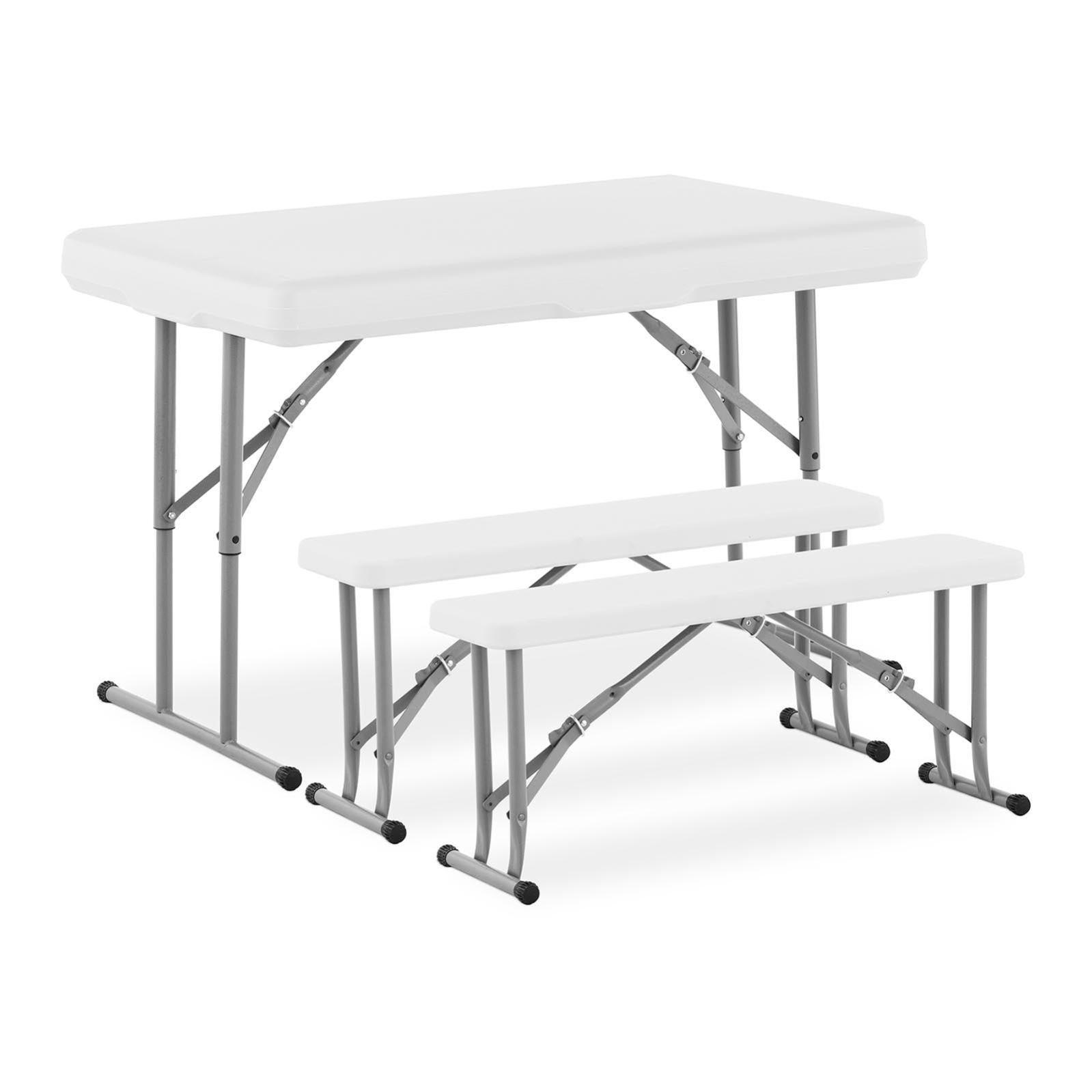 Set Table Et Bancs En Bois Pliant 110cm - Mobilier Jardin Brasserie - Fabriqué En UE