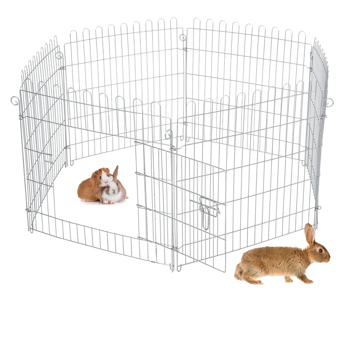 Relaxdays Cage extérieur lapin, en panneaux à assembler, HLP 72,5 x 110 x  74 cm, pour petits animaux, noir/blanc