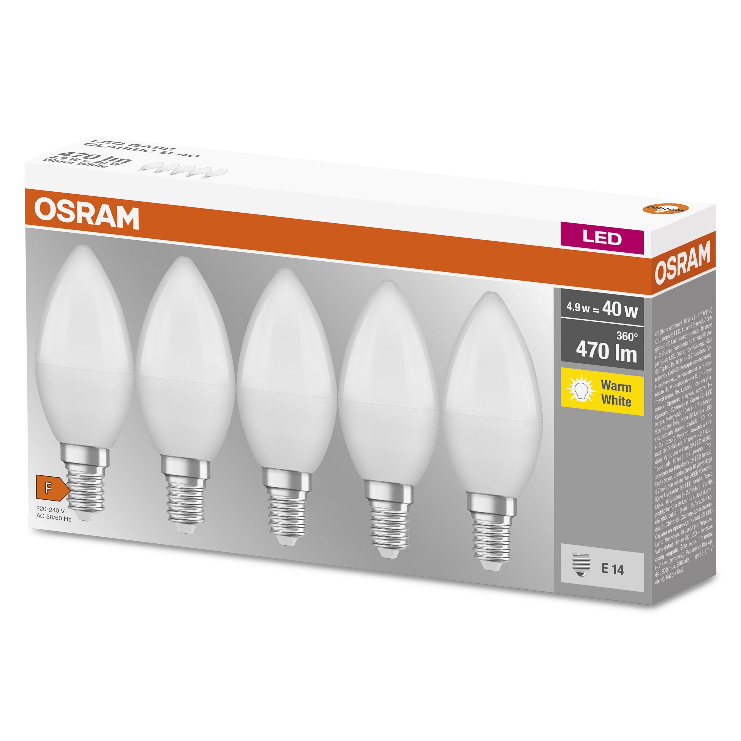 Ampoule antibactérienne LED B40 E14/4,9W/230V 2700K - Osram