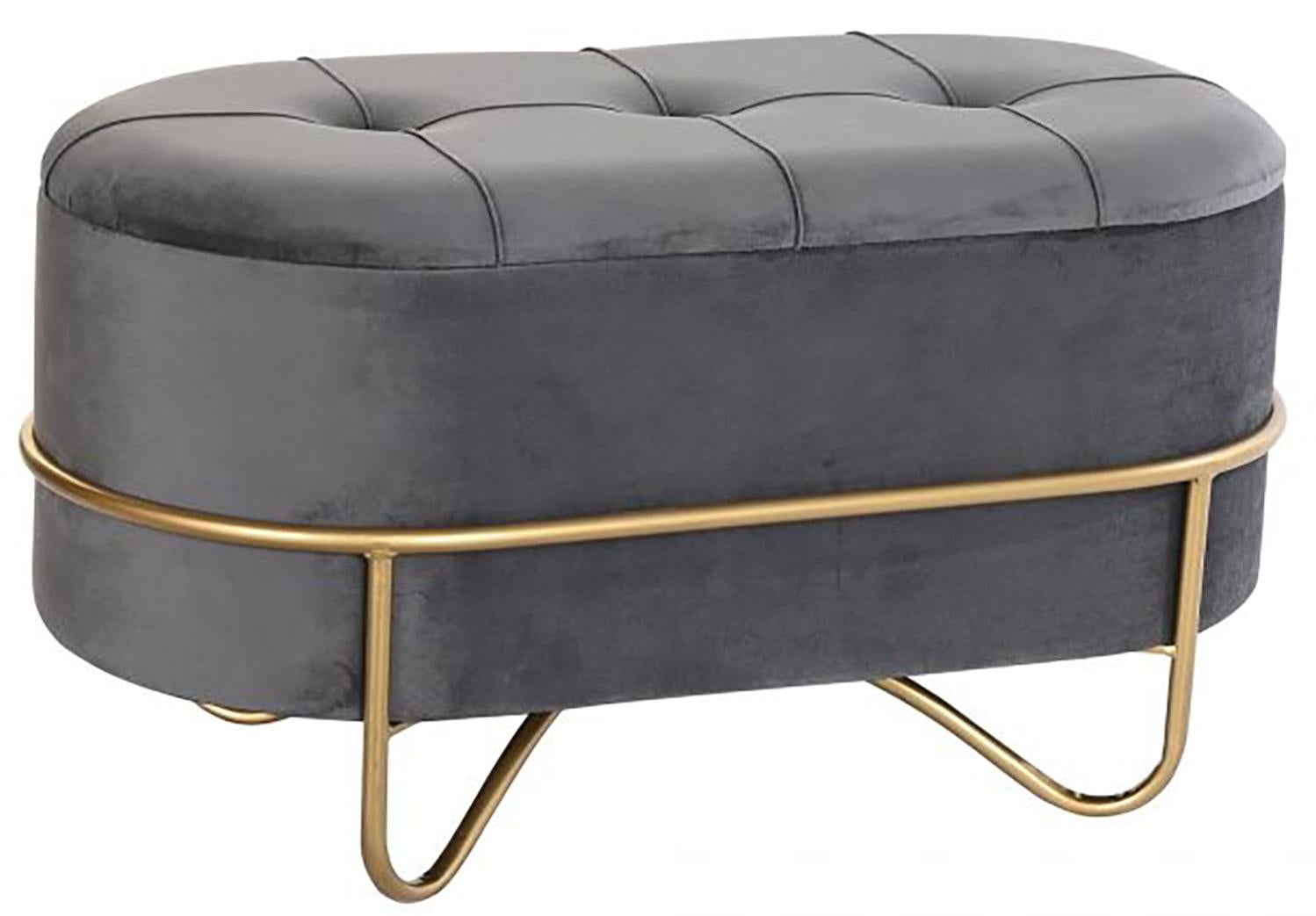 Banquette Amun Tissu Gris - 100/120/150cm - Pieds Métal Noir - Rembourrée