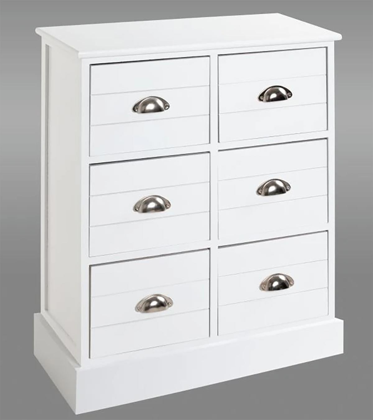 Commode en bois massif et MDF laqué blanc - Longueur 60 x Hauteur 75 x Profondeur 30 cm - 2