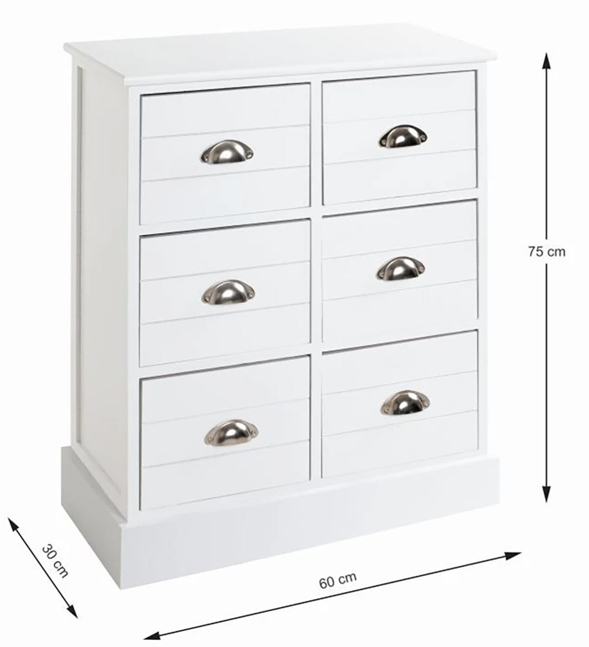 Commode en bois massif et MDF laqué blanc - Longueur 60 x Hauteur 75 x Profondeur 30 cm - 3