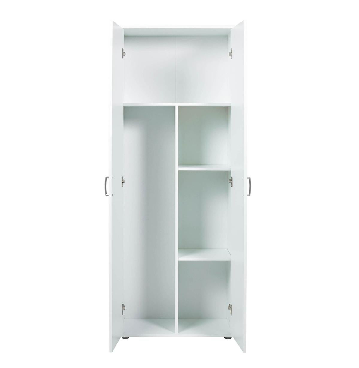 Armoire meuble de rangement 2 portes coloris blanc - Longueur 70 x Profondeur 34 x Hauteur 189 cm - 5