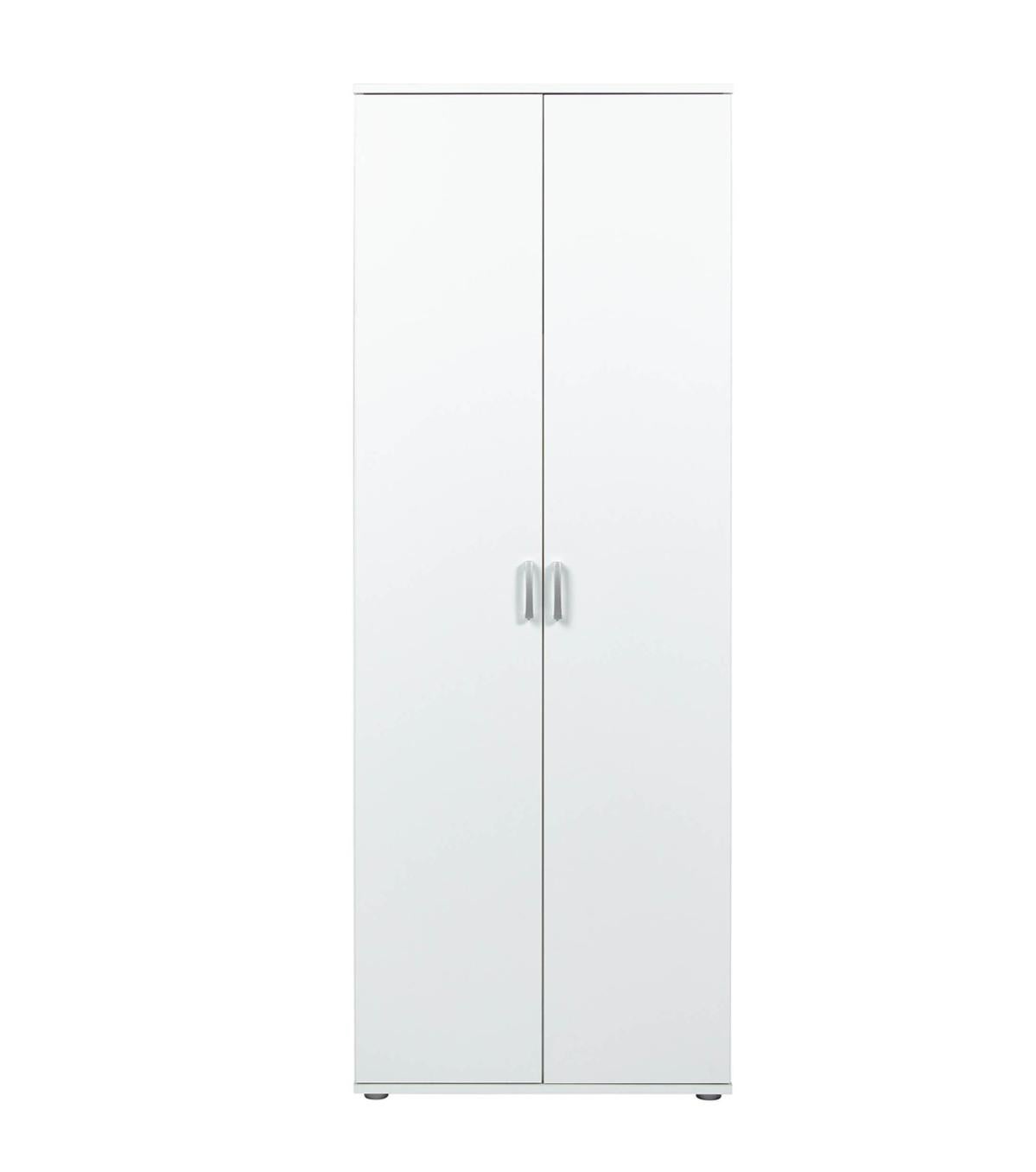 Armoire meuble de rangement 2 portes coloris blanc - Longueur 70 x Profondeur 34 x Hauteur 189 cm - 3