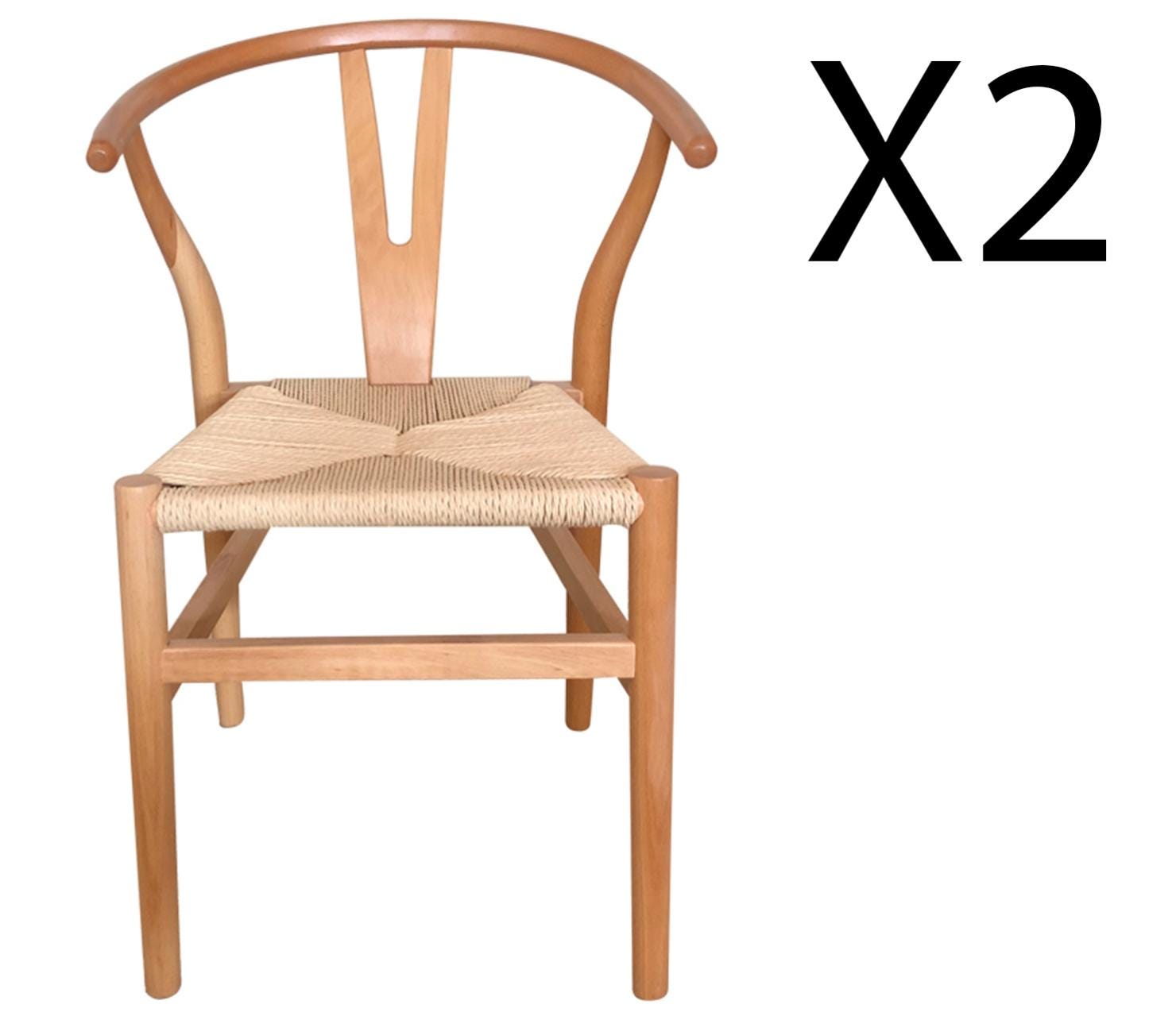 Chaise De Salle à Manger En Bois Massif Avec Coussin En Lin - Dossier Incurvé, Charge Max 136 Kg (300 Lbs) - Pour Cuisine, Salon, Salle à Manger