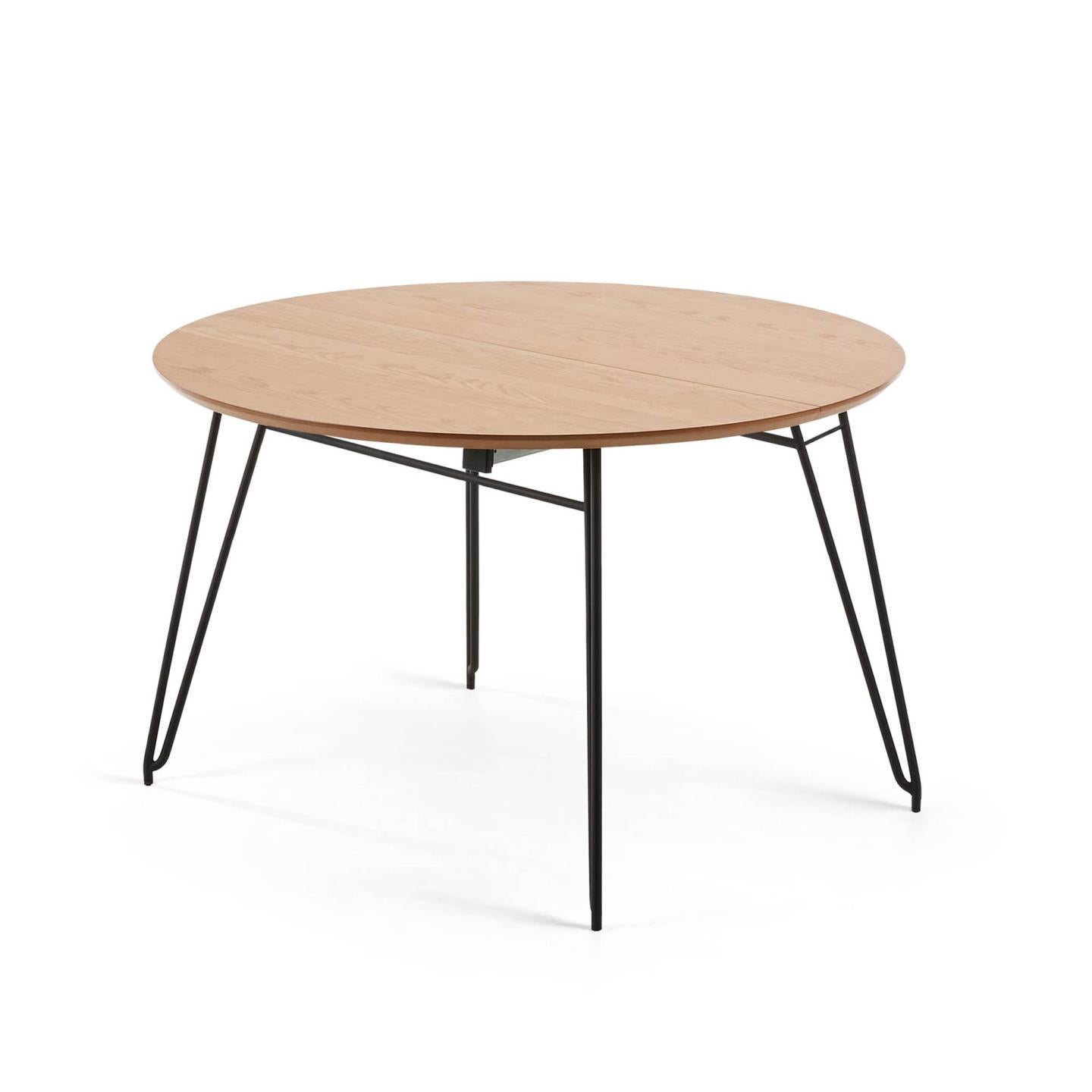 Table ronde extensible Grivery Chêne Clair pieds Noir